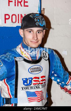 Michael R (Mikey) Buman II (19 giugno 1991 - 10 luglio 2024). Binghamton, New York, pilota del circuito USA speedway. Foxhall Select V team USA Touring. 14 ottobre 2010. Foto Stock