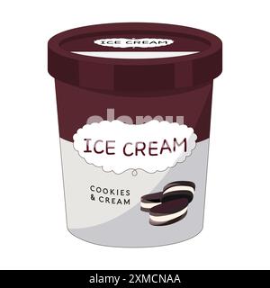 Biscotti e gelato in una tazza da pinta Illustrazione Vettoriale