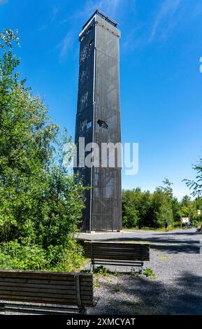 Lago Moehnesee, bacino idrico nella parte settentrionale del Sauerland, vista dalla torre Moehnesee, torre di osservazione sulla riva meridionale, Renania settentrionale-Vestfalia Foto Stock