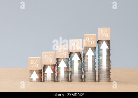 Il concetto di tassi di interesse e dividendi aumenta Foto Stock