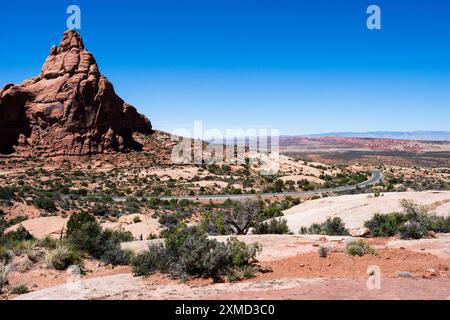 Vista panoramica dal punto panoramico Garden of Eden nell'Arches National Park - Moab, Utah Foto Stock