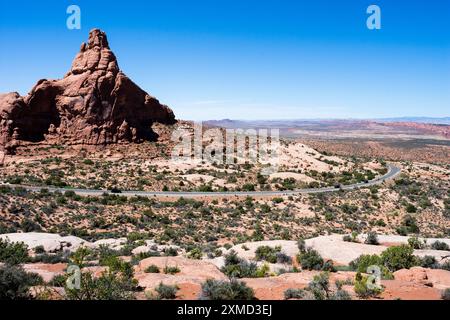 Vista panoramica dal punto panoramico Garden of Eden nell'Arches National Park - Moab, Utah Foto Stock