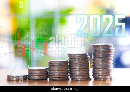 Pianificazione e strategie per il progresso o il successo dell'attività in borsa, successo nel 2025 Foto Stock