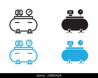 Icona della pompa del compressore dell'aria, linea vettoriale, logo o set di simboli, stile del contorno della collezione Illustrazione Vettoriale