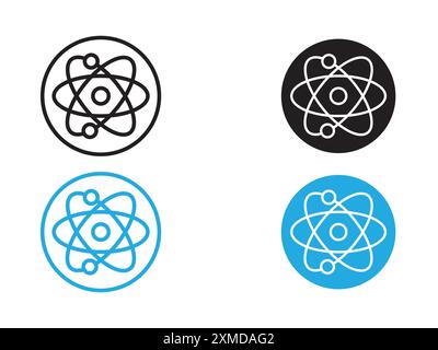 Icona scientifica Atom linea vettoriale logo marchio o set di simboli stile contorno collezione Illustrazione Vettoriale