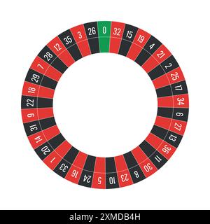 Vista dall'alto di una roulette europea con un singolo zero verde Illustrazione Vettoriale