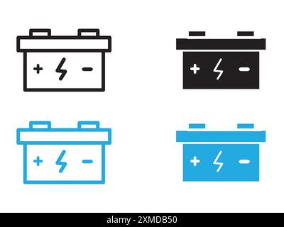 Icona della batteria per auto linea vettoriale logo marchio o set di simboli stile contorno collezione Illustrazione Vettoriale