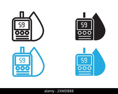 icona della glicemia linea vettoriale logo o set di simboli stile del contorno del prelievo Illustrazione Vettoriale