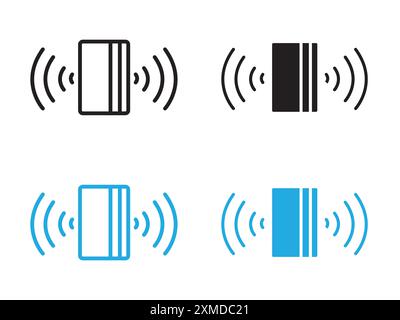 Icona di pagamento contactless linea vettoriale logo marchio o set di simboli stile contorno collezione Illustrazione Vettoriale