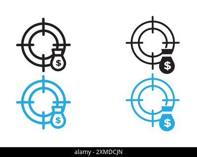 Icona di ricerca fondi linea vettoriale logo logo o set di simboli stile contorno collezione Illustrazione Vettoriale