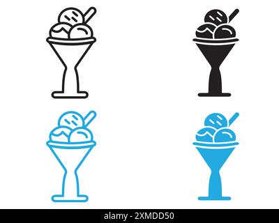 Icona gelato linea vettoriale logo o set di simboli stile contorno collezione Illustrazione Vettoriale