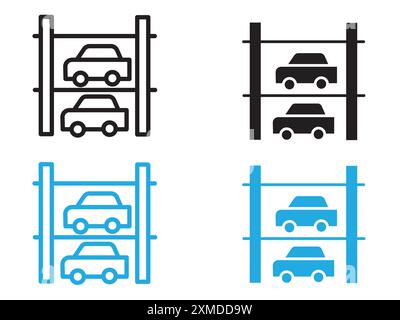 Icona di parcheggio multinegozio linea vettoriale logo o set di simboli stile contorno collezione Illustrazione Vettoriale