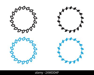 icona della corona d'alloro linea vettoriale logo o set di simboli stile del contorno della collezione Illustrazione Vettoriale