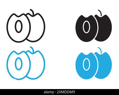Icona Jujube linea vettoriale logo o set di simboli stile contorno collezione Illustrazione Vettoriale