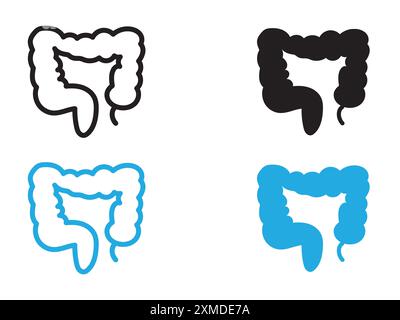 Icona dell'intestino crasso linea vettoriale marchio logo o set di simboli stile contorno collezione Illustrazione Vettoriale