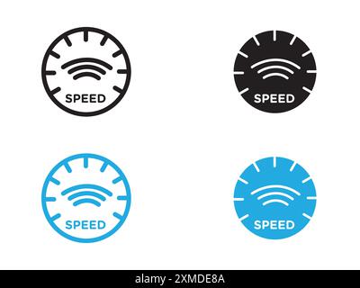 Icona del test della velocità di rete linea vettoriale logo marchio o set di simboli stile del contorno della collezione Illustrazione Vettoriale