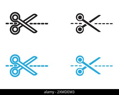 Icona taglio a forbice linea vettoriale logo o set di simboli stile contorno collezione Illustrazione Vettoriale
