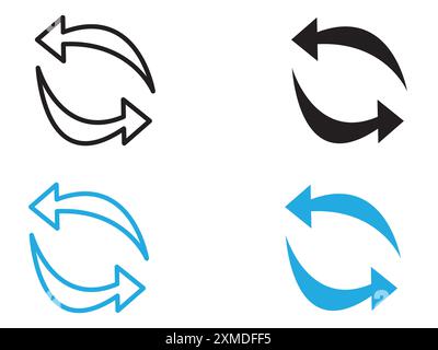 Icona di sincronizzazione (2) linea vettoriale logo contrassegno o stile contorno raccolta set di simboli Illustrazione Vettoriale