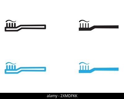 icona dello spazzolino da denti linea vettoriale logo segno o set di simboli stile contorno collezione Illustrazione Vettoriale
