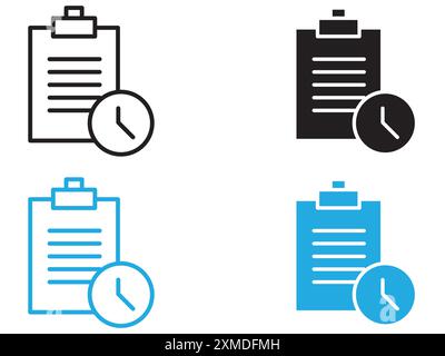 icona del tempo di test linea vettoriale logo marchio o set di simboli stile del contorno della collezione Illustrazione Vettoriale