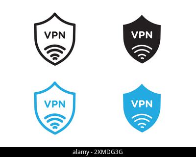 Icona VPN linea vettoriale logo marchio o simbolo set stile contorno raccolta Illustrazione Vettoriale