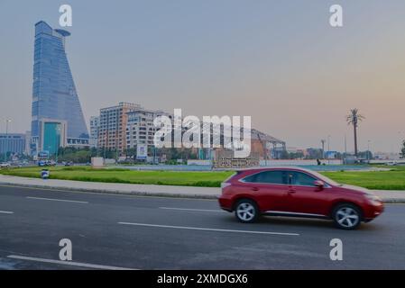Vista mattutina dell'area della Corniche di Jeddah Foto Stock