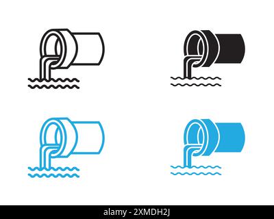 Icona dello scarico dell'acqua linea vettoriale logo o set di simboli stile del contorno della collezione Illustrazione Vettoriale