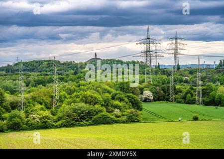 Vista dal Mechtenberg di Essen alla punta del Rheinelbe a Gelsenkirchen, Renania settentrionale-Vestfalia, Germania, Europa Foto Stock