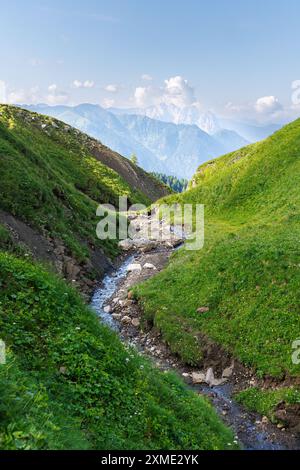 Percorso alta via Federico Augusto - Val di Fassa - Italia Foto Stock