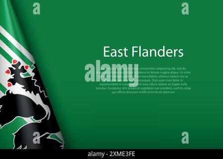 Bandiera 3d Fiandre orientali, provincia del Belgio, isolata sullo sfondo con copyspace Illustrazione Vettoriale