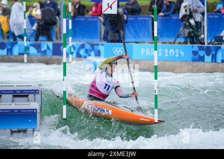 Parigi, Francia. 27 luglio 2024. PARIGI, FRANCIA - LUGLIO 27: Martina Wegman gareggia nelle monoposto di kayak femminile durante il primo giorno di canottaggio - Giochi Olimpici di Parigi 2024 allo Stadio Nautico Vaires-Sur-Marne il 27 luglio 2024 a Parigi, Francia. (Foto di Rene Nijhuis/Agenzia BSR) credito: Agenzia BSR/Alamy Live News Foto Stock