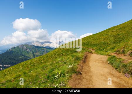 Percorso alta via Federico Augusto - Val di Fassa - Italia Foto Stock