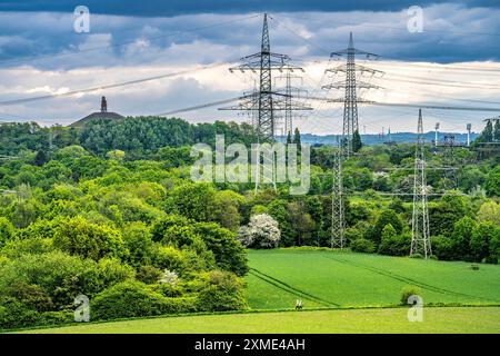 Vista dal Mechtenberg di Essen alla punta del Rheinelbe a Gelsenkirchen, Renania settentrionale-Vestfalia, Germania, Europa Foto Stock