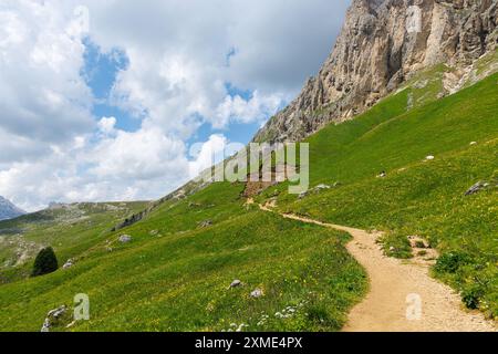 Percorso alta via Federico Augusto - Val di Fassa - Italia Foto Stock