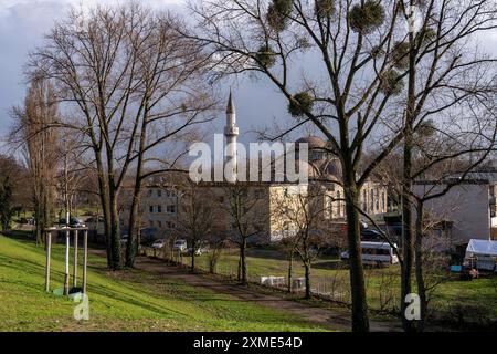 Nuovo Parco Friedrich a Duisburg-Marxloh, sul sito dell'ex miniera Friedrich-Thyssen del 2/5. 10 ettari di parco e 8 ettari di area commerciale Foto Stock