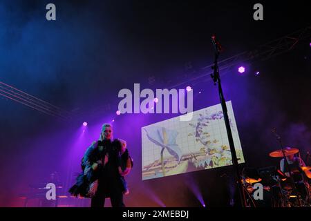 Malmesbury, Inghilterra, Regno Unito. 27 luglio 2024. Alison Goldfrapp si esibisce al WOMAD (World of Music, Arts and Dance) Festival di Charlton Park, Malmesbury, Wiltshire, celebrando la musica globale, le arti, e cultura. L'evento presenta esibizioni di artisti internazionali, laboratori, bancarelle gastronomiche e diverse esposizioni culturali, offrendo ai partecipanti un'esperienza vibrante e coinvolgente. (Credit Image: © Joao Daniel Pereira/ZUMA Press Wire) SOLO PER USO EDITORIALE! Non per USO commerciale! Foto Stock