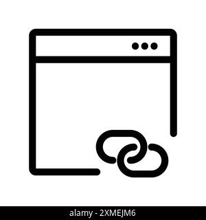 Icona Backlink impostata in stile contorno linea sottile e segno vettoriale lineare Illustrazione Vettoriale