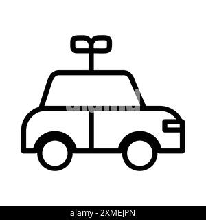 Icona del giocattolo per auto con orologio impostata con linee sottili e segno vettoriale lineare Illustrazione Vettoriale