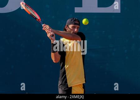 Federico Arnaboldi dall'Italia in azione durante gli internazionali di Verona - ATP Challenger 100 al Sports Club Verona il 27 luglio 2024, Verona Italia. Foto Stock