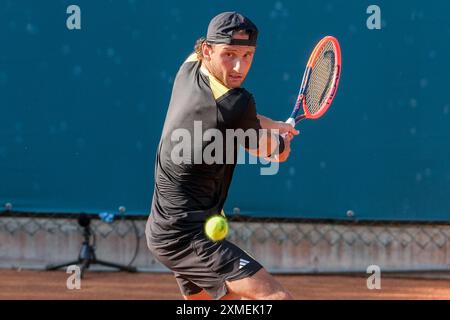 Federico Arnaboldi dall'Italia in azione durante gli internazionali di Verona - ATP Challenger 100 al Sports Club Verona il 27 luglio 2024, Verona Italia. Foto Stock