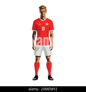 Giocatore di calcio in uniforme della squadra austriaca. Illustrazione vettoriale Illustrazione Vettoriale