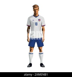 Giocatore di calcio in uniforme della squadra degli Stati Uniti. Illustrazione vettoriale Illustrazione Vettoriale