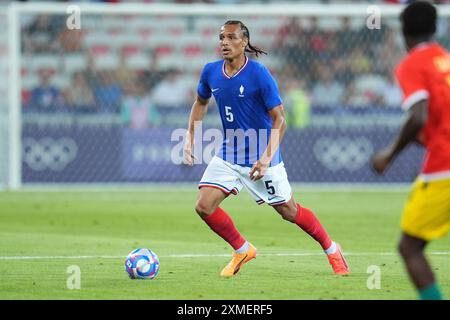 Bene, Francia. 27 luglio 2024. Kiliann Sildillia (Francia), calcio, gruppo A maschile tra Francia e Guinea durante i Giochi Olimpici di Parigi 2024 il 27 luglio 2024 presso Allianz Riviera di Nizza, Francia - Photo Norbert Scanella/Panoramic/DPPI Media Credit: DPPI Media/Alamy Live News Foto Stock