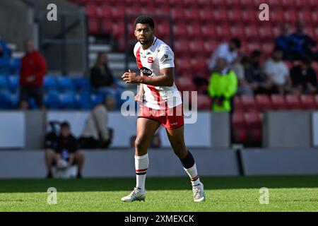 Eccles, Regno Unito. 27 luglio 2024. Kallum Watkins dei Salford Red Devils durante la partita del 19° turno di Betfred Super League Salford Red Devils vs Castleford Tigers al Salford Community Stadium, Eccles, Regno Unito, 27 luglio 2024 (foto di Cody Froggatt/News Images) a Eccles, Regno Unito, il 27/7/2024. (Foto di Cody Froggatt/News Images/Sipa USA) credito: SIPA USA/Alamy Live News Foto Stock