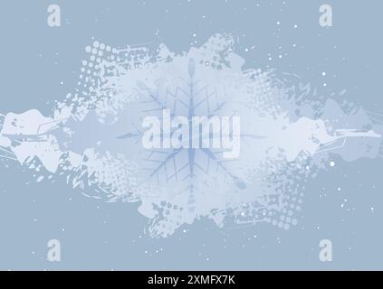 Sfondo invernale azzurro con fiocco di neve grunge. Design vettoriale astratto per il nuovo anno Illustrazione Vettoriale