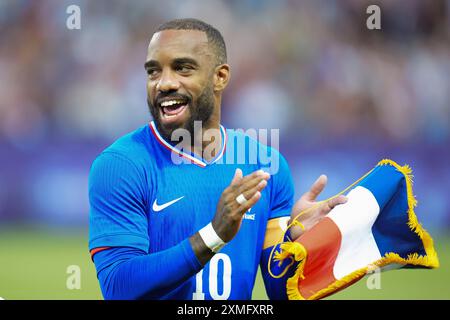 Bene, Francia. 27 luglio 2024. Alexandre Lacazette (Francia), calcio, gruppo A maschile tra Francia e Guinea durante i Giochi Olimpici di Parigi 2024 il 27 luglio 2024 presso Allianz Riviera di Nizza, Francia - foto Norbert Scanella/Panoramic/DPPI Media Credit: DPPI Media/Alamy Live News Foto Stock