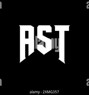 Logo AST Letter per l'azienda tecnologica. Combinazione di colori bianco e nero con logo AST. Logo AST, vettore AST, design AST, icona AST, AST alph Illustrazione Vettoriale