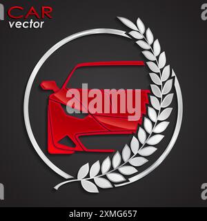 auto con logo lucido in 3d con corona d'alloro Illustrazione Vettoriale