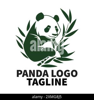 logo panda, logo con panda minimalista, logo con panda carino, logo con panda moderno, icona con panda, simbolo del panda, logo del viso del panda, logo della testa del panda, panda geometrico Illustrazione Vettoriale