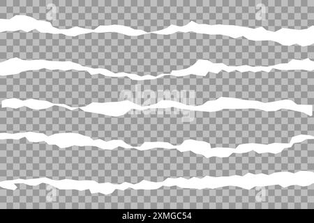 Set di vari bordi carta strappati. Fogli di carta strappati bianchi. Illustrazione vettoriale in stile piatto. Elementi alla moda per il collage Illustrazione Vettoriale